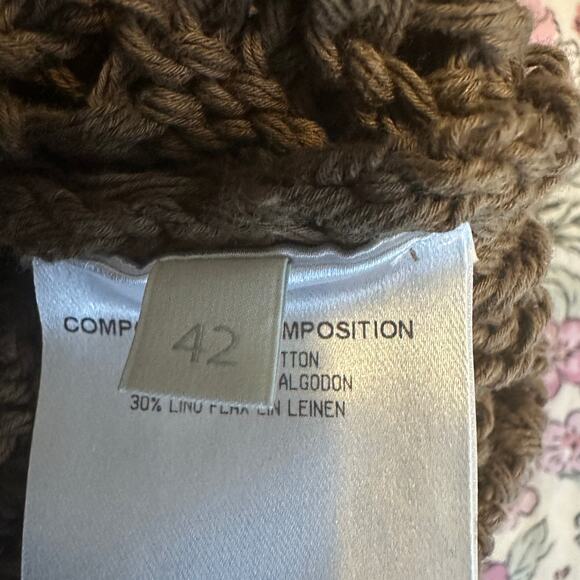 STELLA McCARTNEY Brown Open Knit Oversized Cotton Linen Blend Cardigan Sweater - Picture 4 of 6